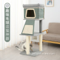 Pet Cat Tree avec grotte, Sisal Scratch Posts